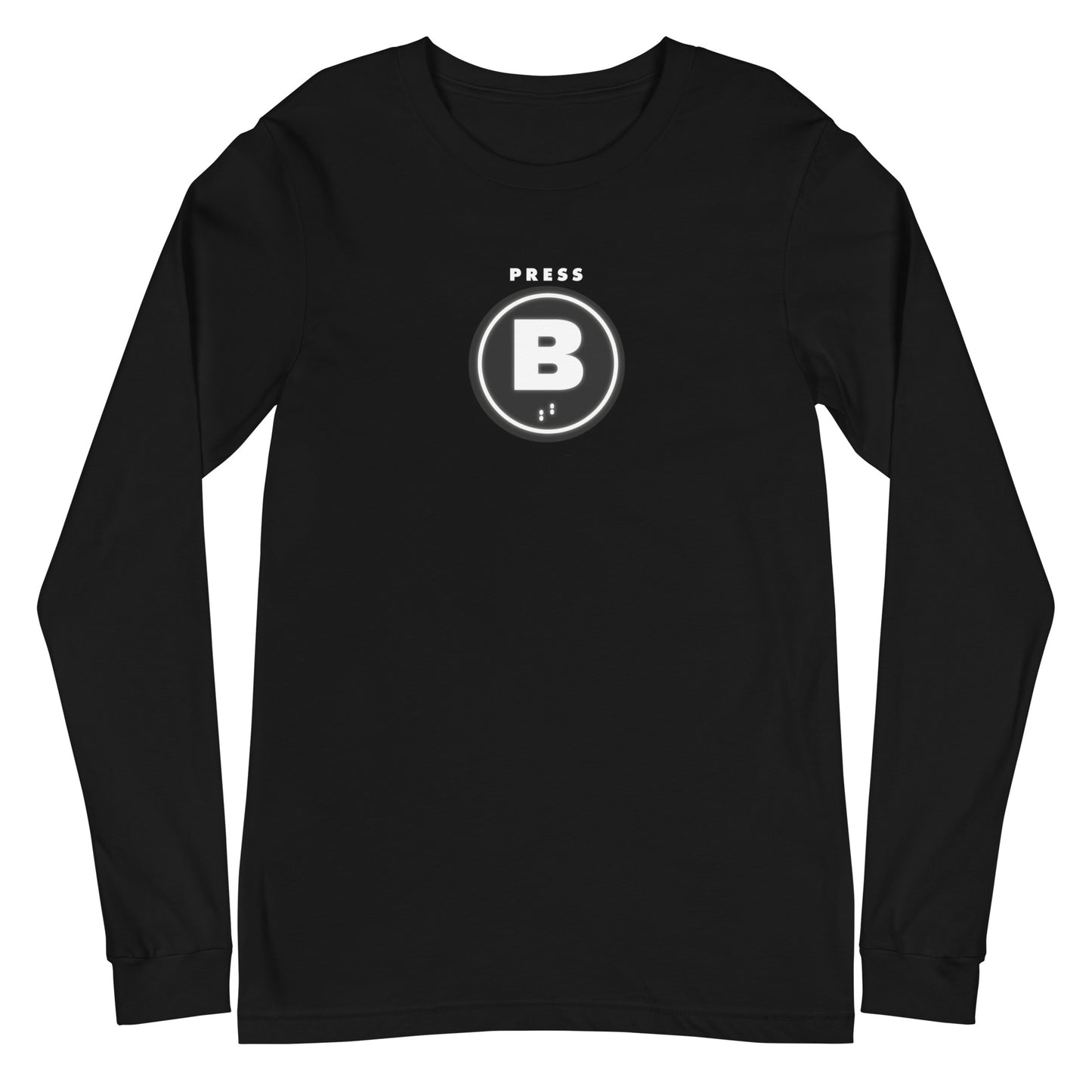 Press B - It's safe down here | Unisex Long Sleeve Tee